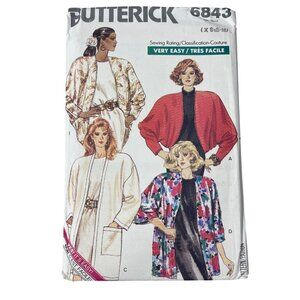 80s Butterick 6843 Sewing Pattern Sizes XS Small Medium Jacket & Coat UNCUT